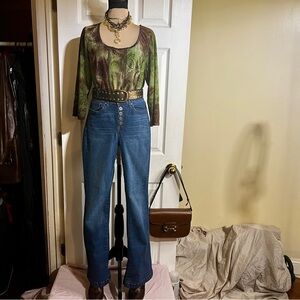 Vintage Dress Barn Y2K Wms Floral Crochet Boho Fairycore Festival Velvet Top 1X